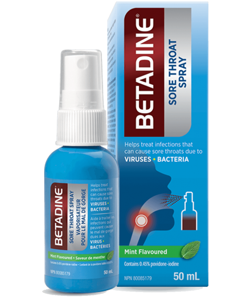 Betadine Sore Throat Spray is a non-numbing sore throat spray that helps treat viral, bacterial, or fungal infections of the mouth or throat. It also treats canker sores - something that seems to happen more often when I'm travelling!