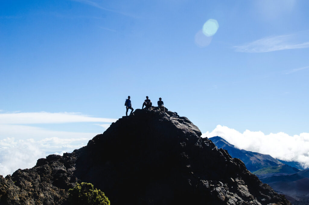 climbing a small summit on the Haleakala trail