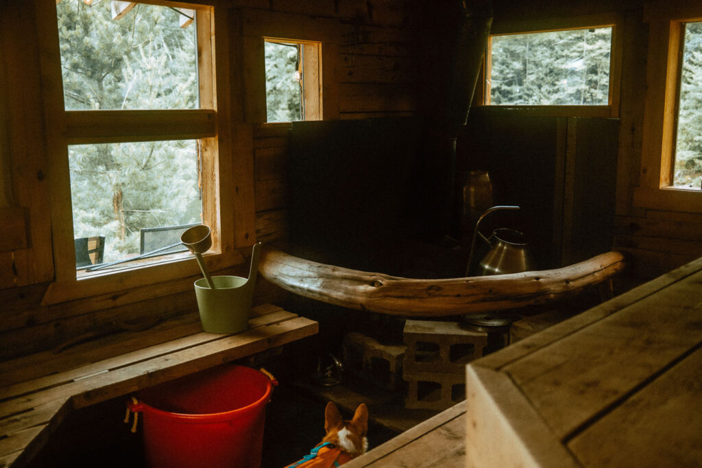 Interior of the Sauna at Pine Falls Lodge
